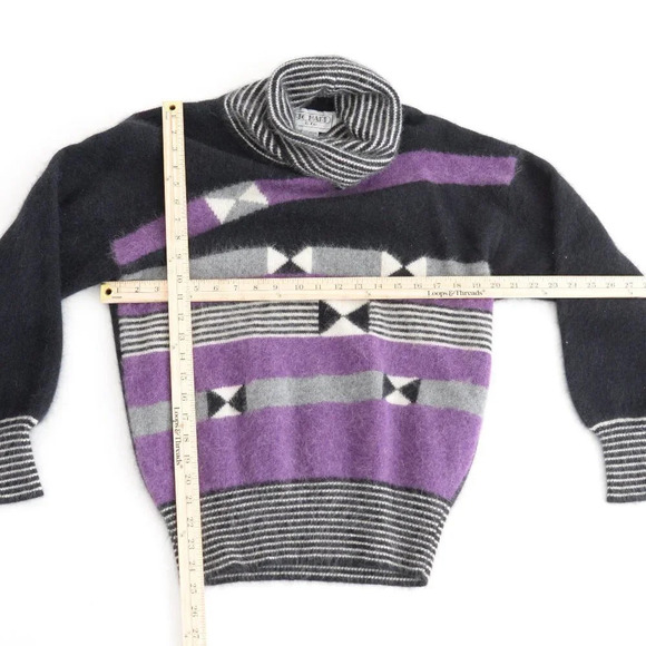 Vintage Richard & Co. Two Piece Black & Purple Turtleneck Sweater & Skirt Set S - Picture 7 of 15